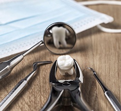 Extracted tooth in forceps 